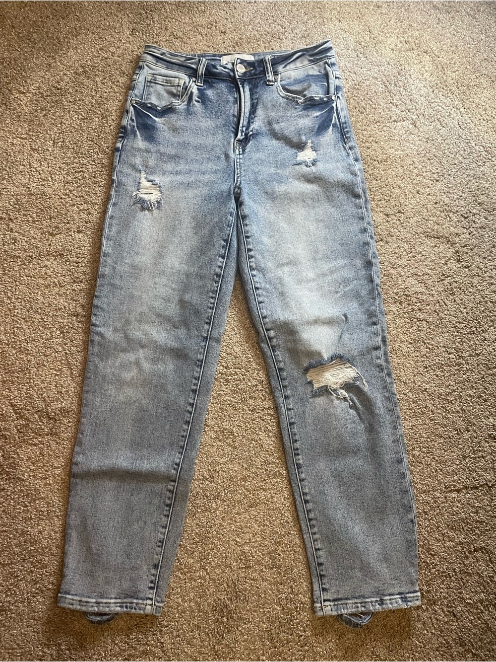 Risen Jeans - Classic High-Rise Light Blue Distressed Women's Jeans - Size 7/28